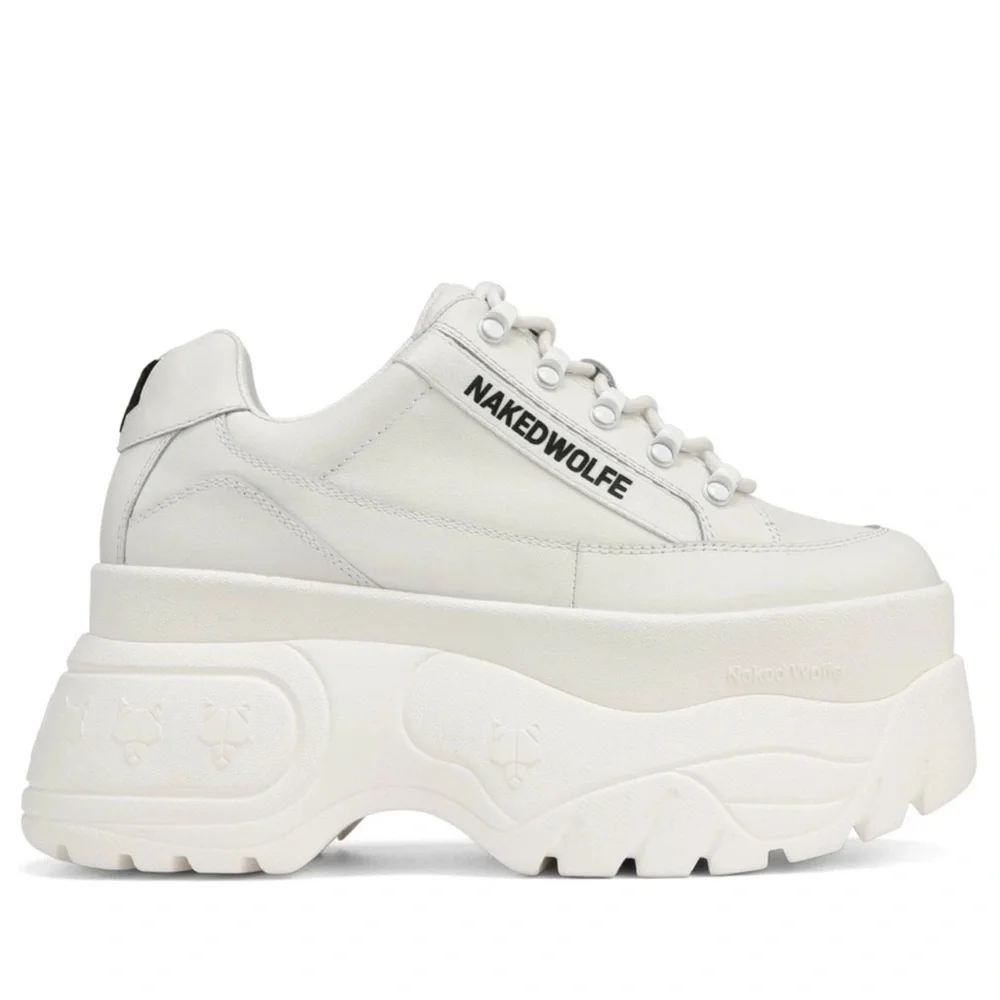 Naked Wolfe White Platform Sneakers Chunky Size 7 US Sprinter - Picture 2 of 2